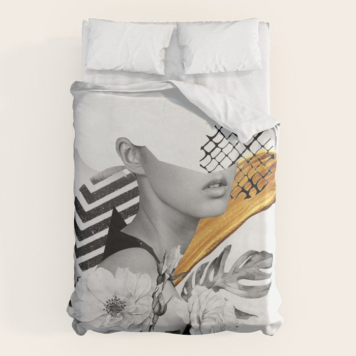 collage art (girl) Duvet Cover Gallery Image 1