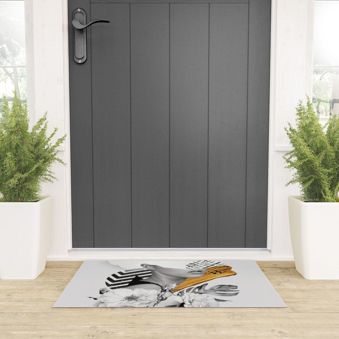 collage art (girl) Welcome Mat Gallery Image 3