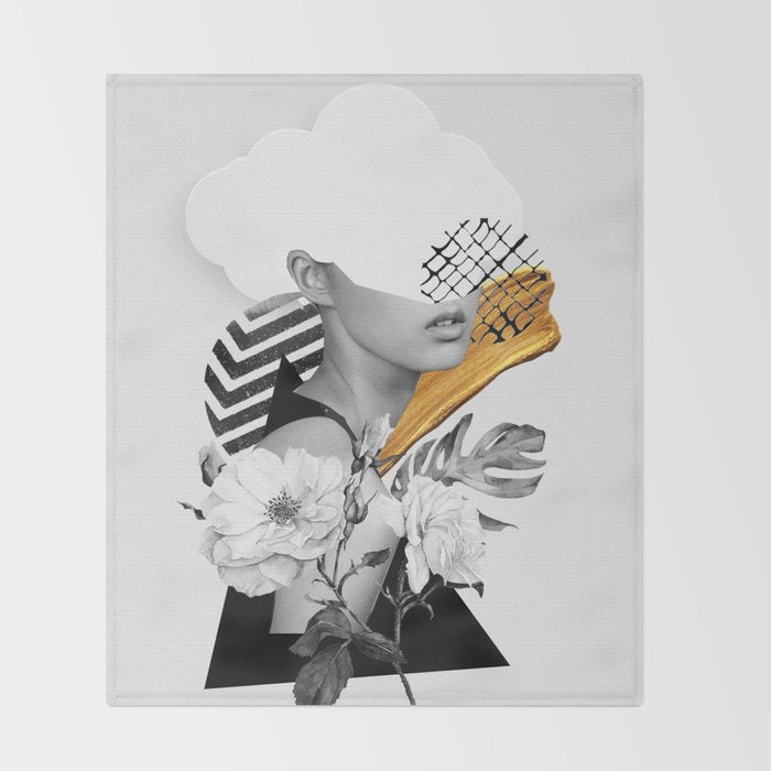 collage art (girl) Throw Blanket Gallery Image 2
