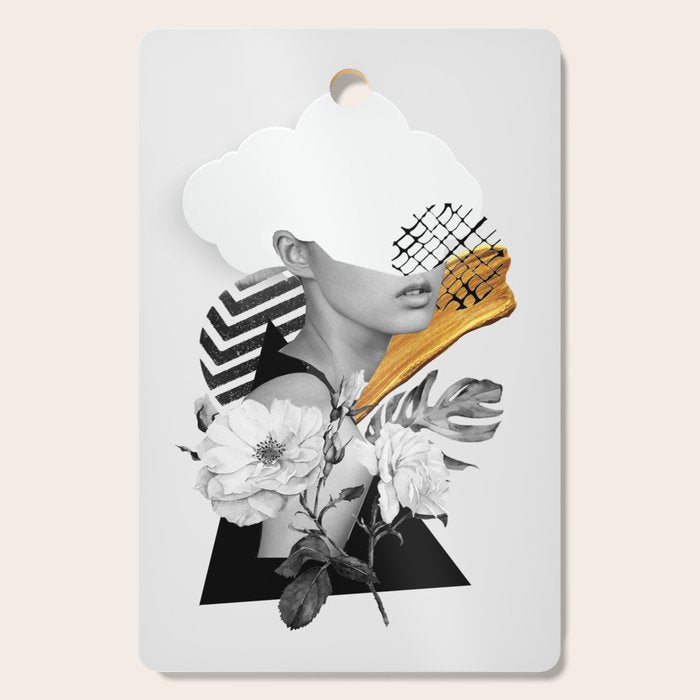 collage art (girl) Cutting Board Gallery Image 1