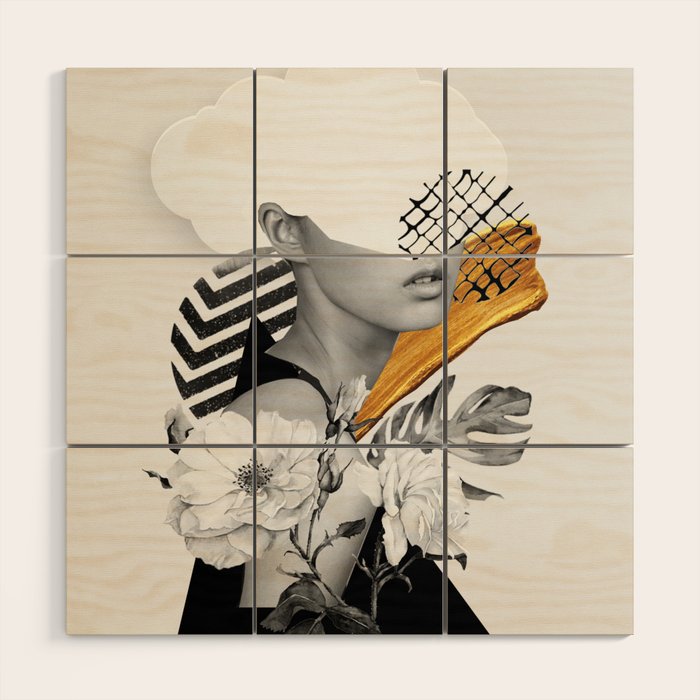 collage art (girl) Wood Wall Art Gallery Image 1