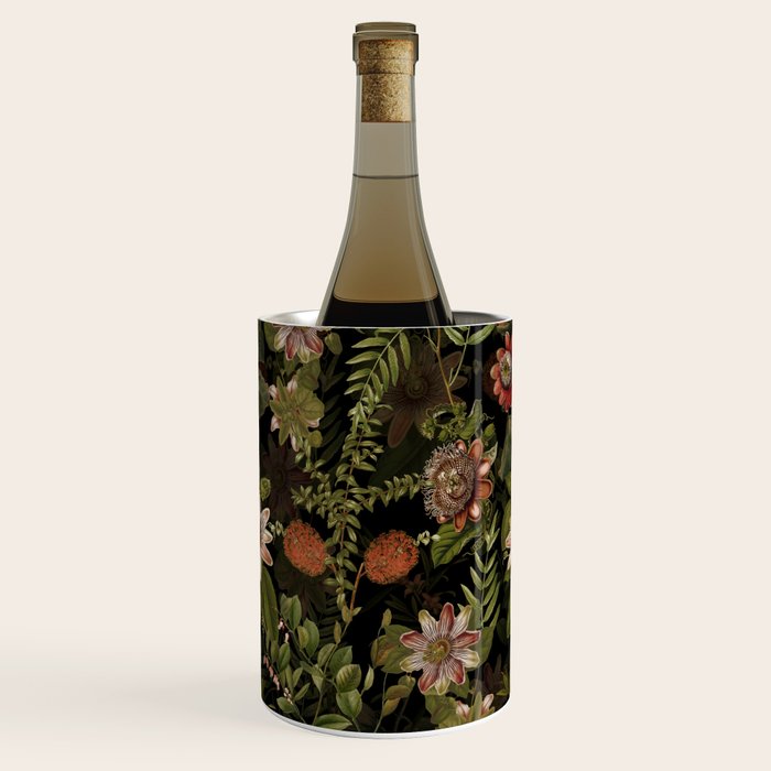 Midnight Summer Sepia Exotic Passiflora Flowers Garden Wine Chiller Gallery Image 1