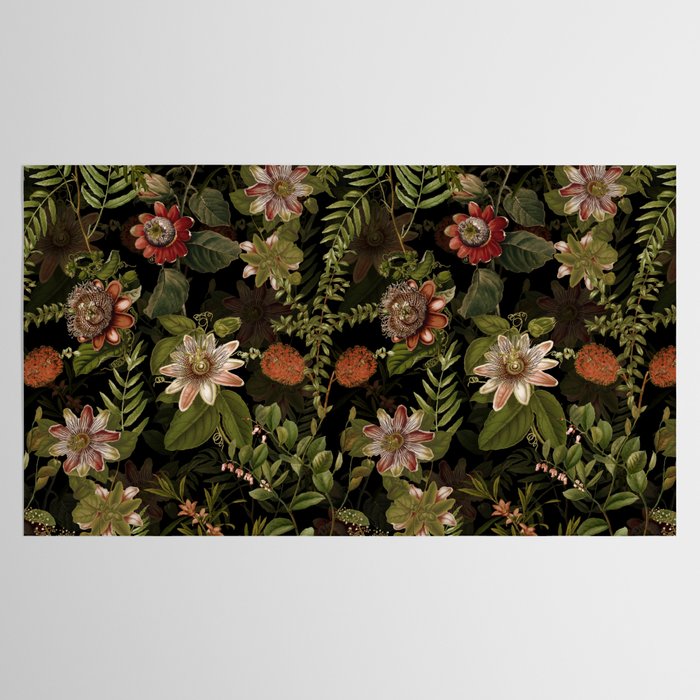 Midnight Summer Sepia Exotic Passiflora Flowers Garden Tablecloth Gallery Image 2