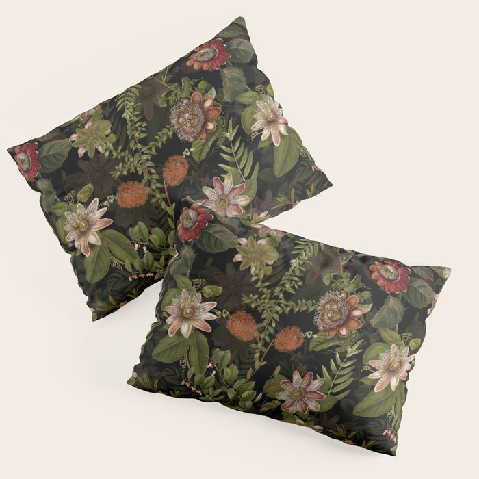 Midnight Summer Sepia Exotic Passiflora Flowers Garden Pillow Sham Gallery Image 3