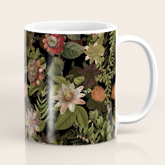 Midnight Summer Sepia Exotic Passiflora Flowers Garden Coffee Mug Gallery Image 1