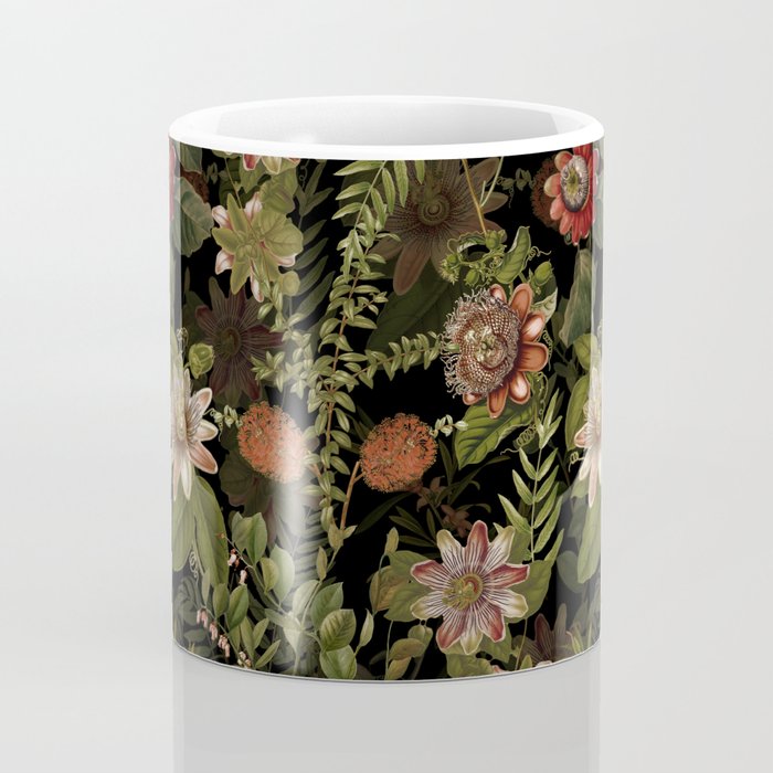 Midnight Summer Sepia Exotic Passiflora Flowers Garden Coffee Mug Gallery Image 4