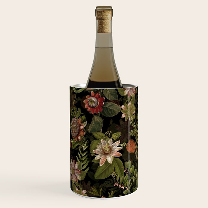 Midnight Summer Sepia Exotic Passiflora Flowers Garden Wine Chiller Gallery Image 3
