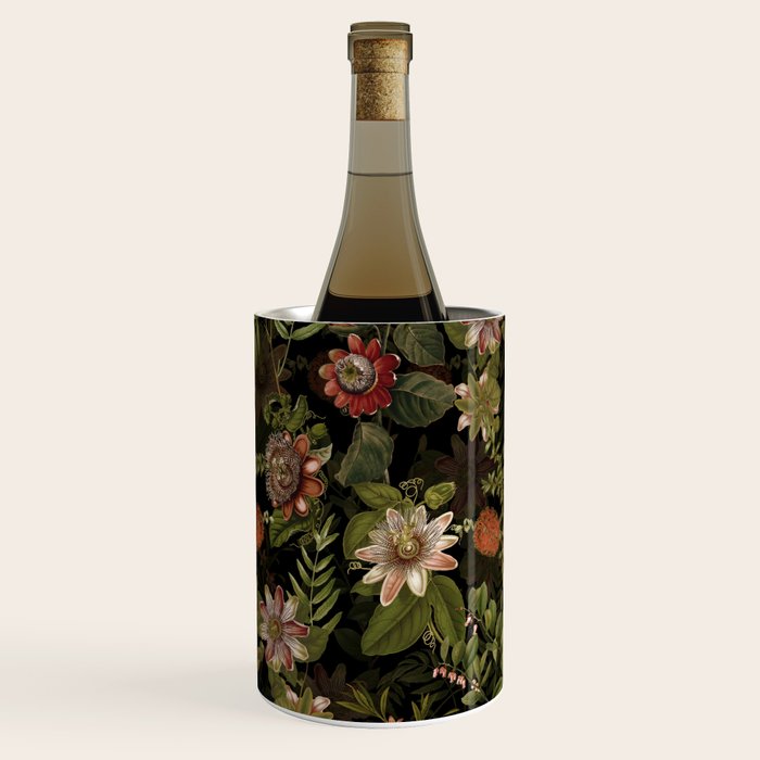Midnight Summer Sepia Exotic Passiflora Flowers Garden Wine Chiller Gallery Image 2