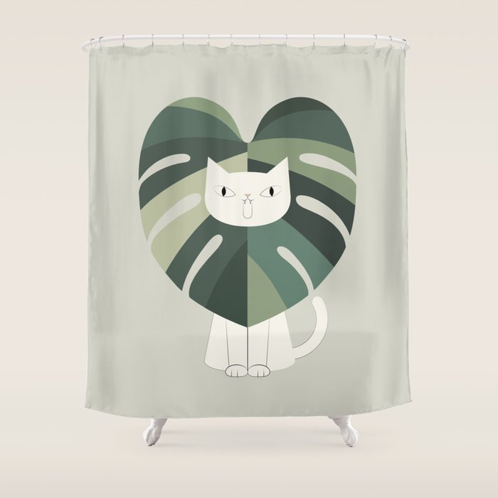 Cat an Plant 62: A Green Lion Shower Curtain Gallery Image 1