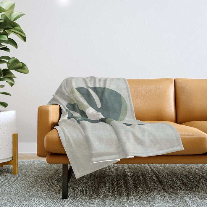 Cat an Plant 62: A Green Lion Throw Blanket Gallery Image 1