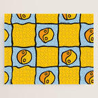 Yellow Ying Yang Checkered Print Jigsaw Puzzle Gallery Image 1