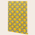 Yellow Ying Yang Checkered Print Wallpaper Gallery Image 2