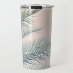 Tropical Palms on Blush Pink, Boho Nature Photography Travel Mug Gallery Image 1