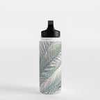 Tropical Palms on Blush Pink, Boho Nature Photography Water Bottle Gallery Image 3