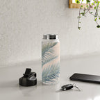 Tropical Palms on Blush Pink, Boho Nature Photography Water Bottle Gallery Image 4