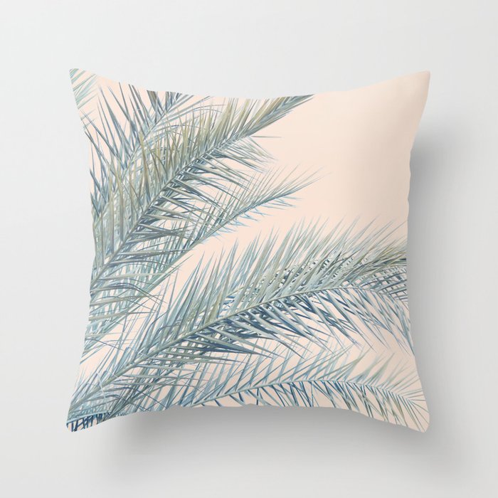 Tropical Palms on Blush Pink, Boho Nature Photography Throw Pillow Gallery Image 6