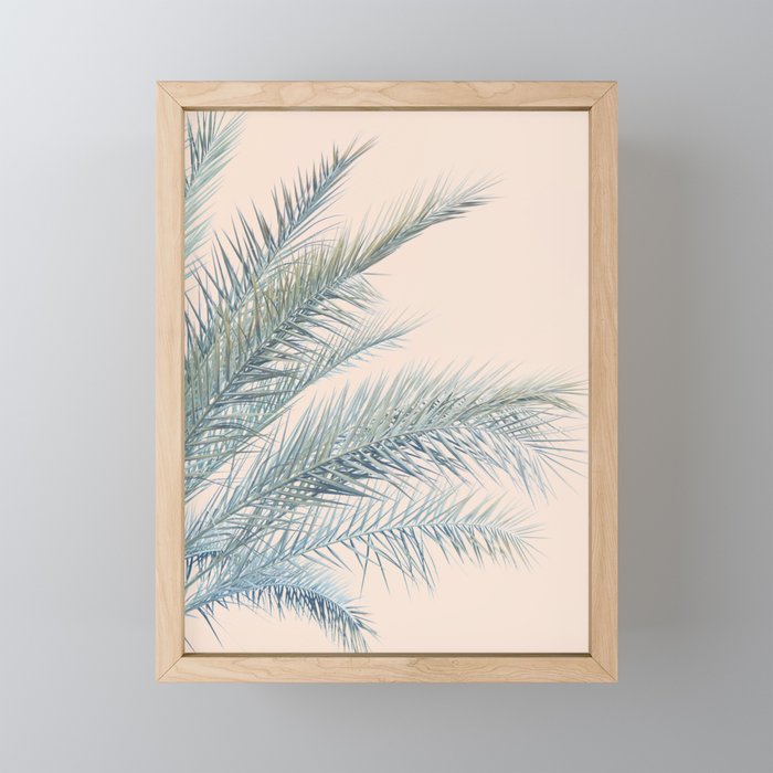 Tropical Palms on Blush Pink, Boho Nature Photography Mini Art Print Gallery Image 1