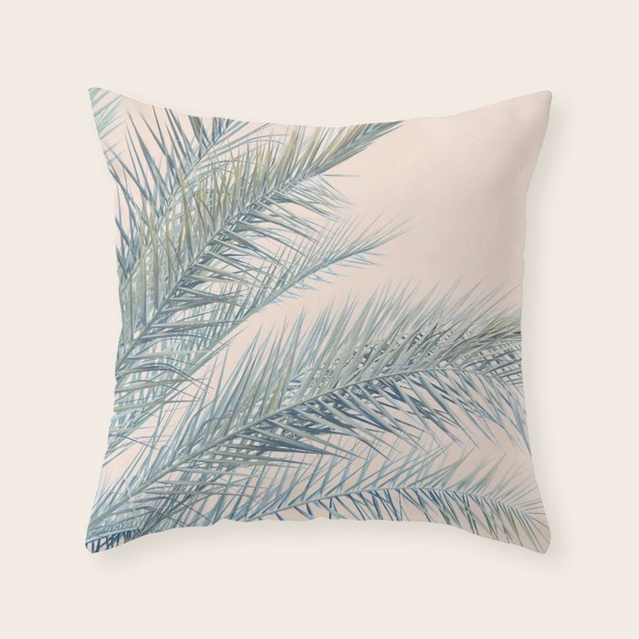 Tropical Palms on Blush Pink, Boho Nature Photography Throw Pillow Gallery Image 6
