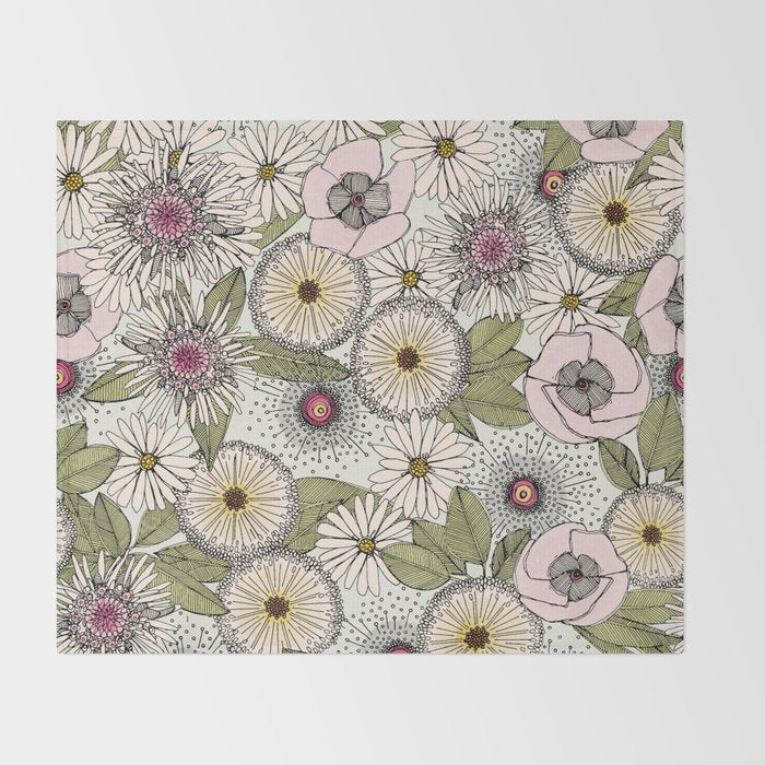 Australian garden chalk Throw Blanket Gallery Image 2