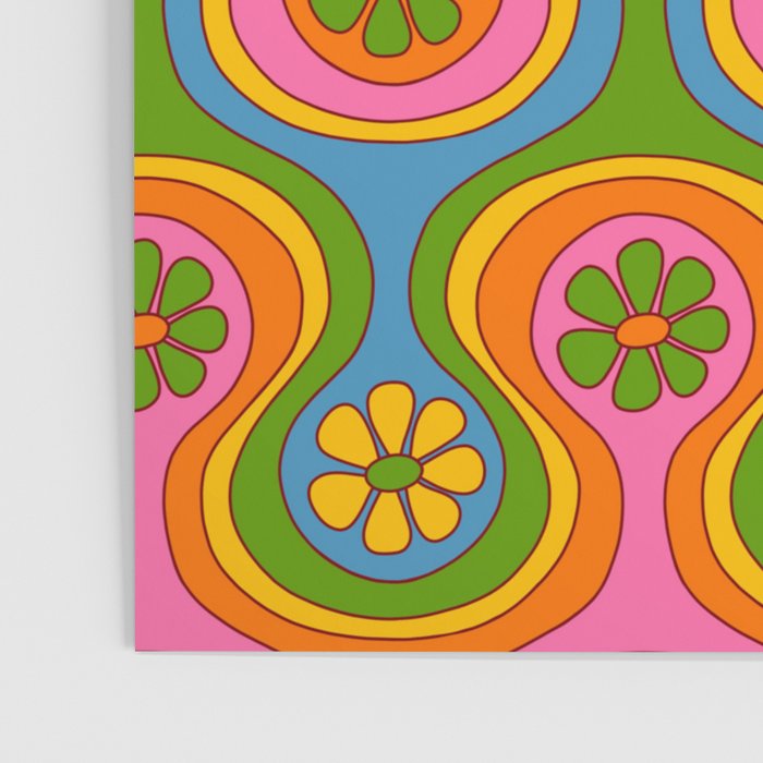 Groovy 60s Midcentury Modern Flower Pattern Poster Gallery Image 3
