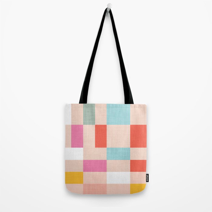 Playful Check Summer Plaid Pattern Tote Bag Gallery Image 2