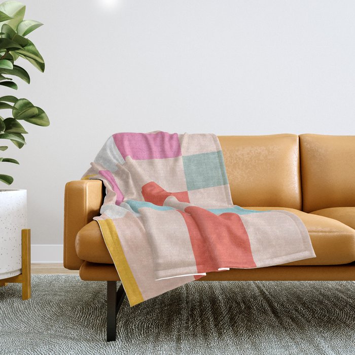 Playful Check Summer Plaid Pattern Throw Blanket Gallery Image 1