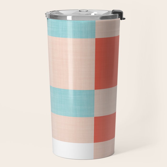 Playful Check Summer Plaid Pattern Travel Mug Gallery Image 2