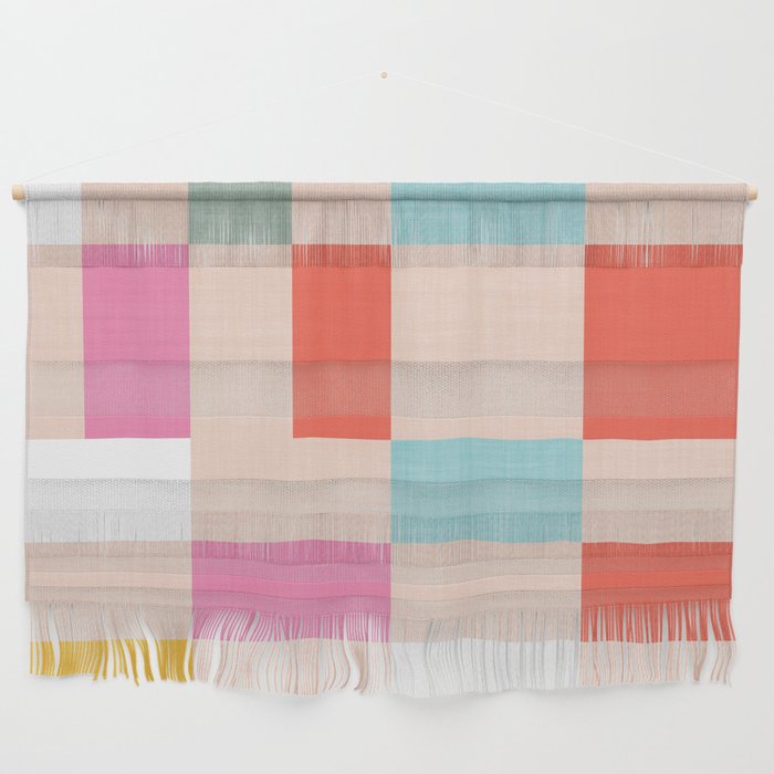 Playful Check Summer Plaid Pattern Wall Hanging Gallery Image 1