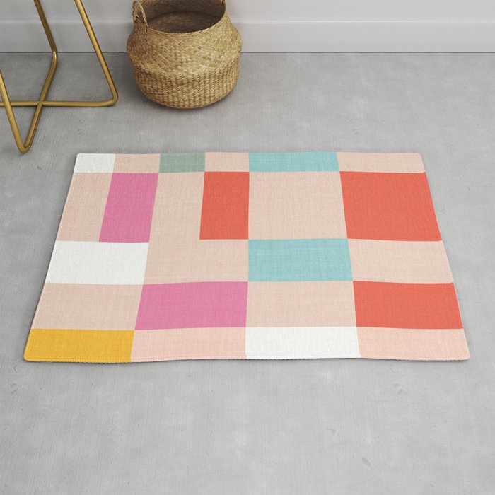 Playful Check Summer Plaid Pattern Rug Gallery Image 1