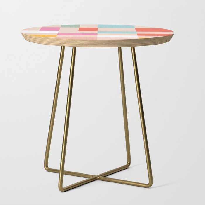 Playful Check Summer Plaid Pattern Side Table Gallery Image 1