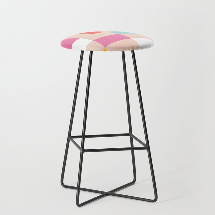 Playful Check Summer Plaid Pattern Stool Gallery Image 1
