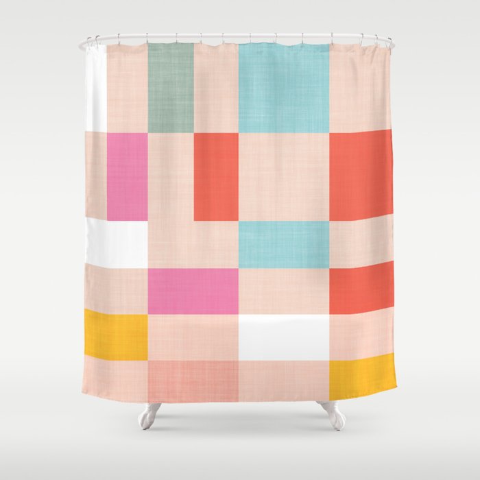 Playful Check Summer Plaid Pattern Shower Curtain Gallery Image 1
