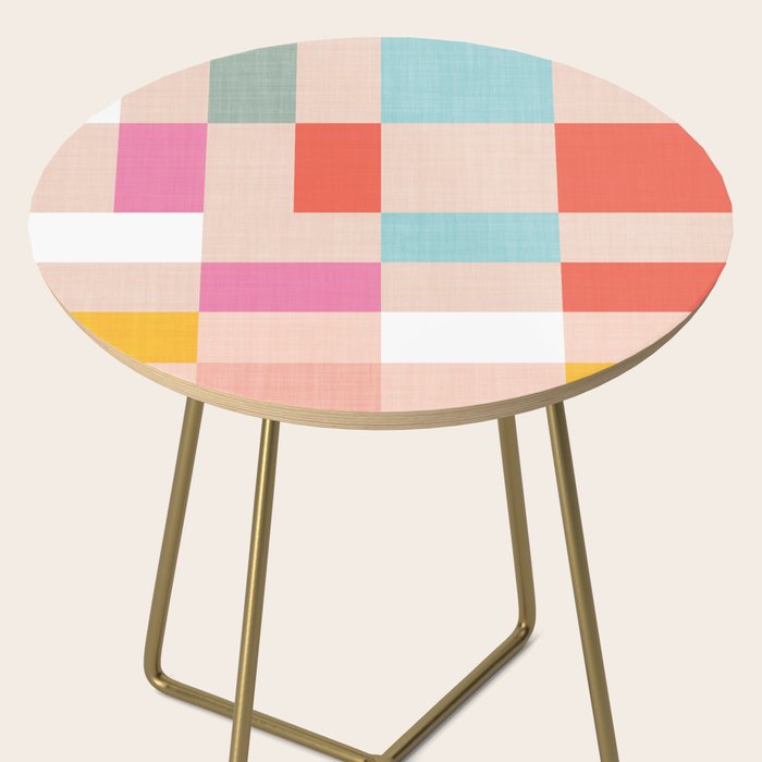 Playful Check Summer Plaid Pattern Side Table Gallery Image 2