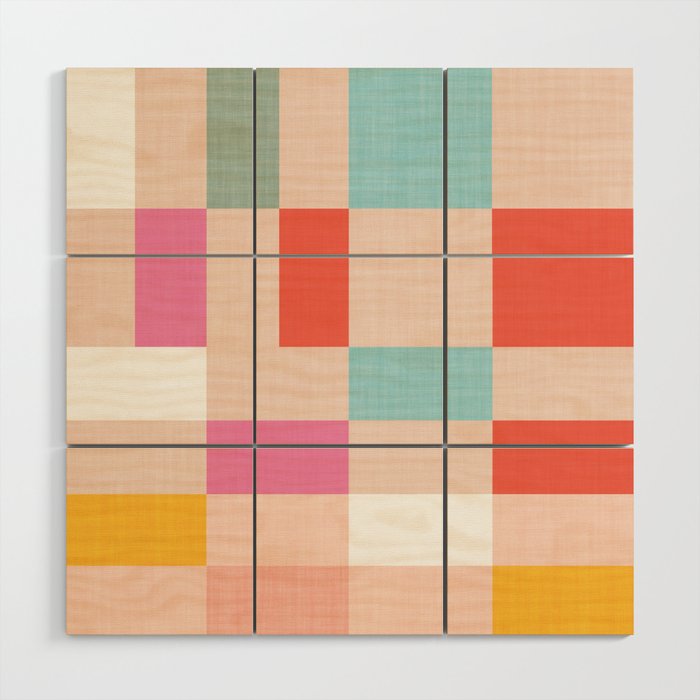 Playful Check Summer Plaid Pattern Wood Wall Art Gallery Image 1