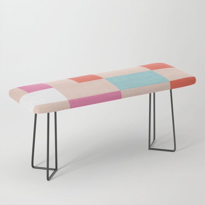 Playful Check Summer Plaid Pattern Bench Gallery Image 1