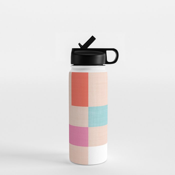 Playful Check Summer Plaid Pattern Water Bottle Gallery Image 1