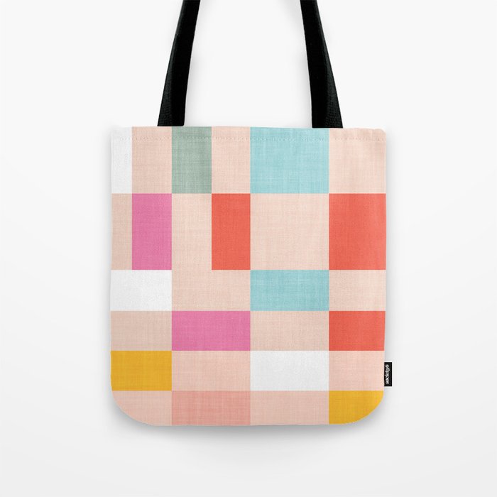 Playful Check Summer Plaid Pattern Tote Bag Gallery Image 1