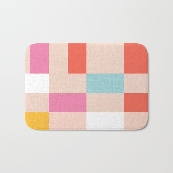 Playful Check Summer Plaid Pattern Bath Mat Gallery Image 1