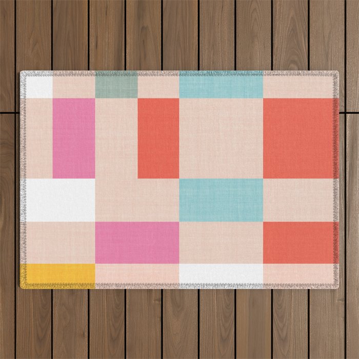 Playful Check Summer Plaid Pattern Outdoor Rug Gallery Image 1