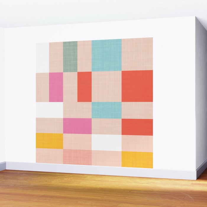 Playful Check Summer Plaid Pattern Wall Mural Gallery Image 2