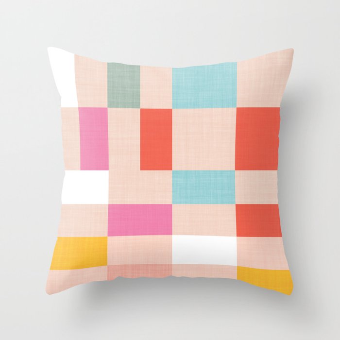 Playful Check Summer Plaid Pattern Throw Pillow Gallery Image 6