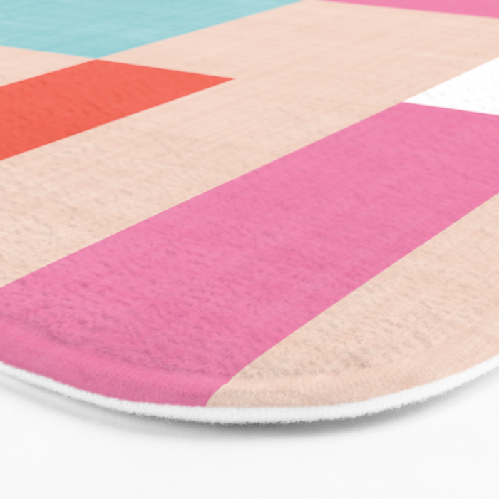 Playful Check Summer Plaid Pattern Bath Mat Gallery Image 3
