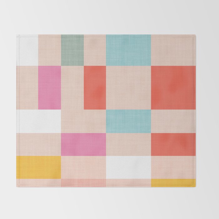 Playful Check Summer Plaid Pattern Throw Blanket Gallery Image 2