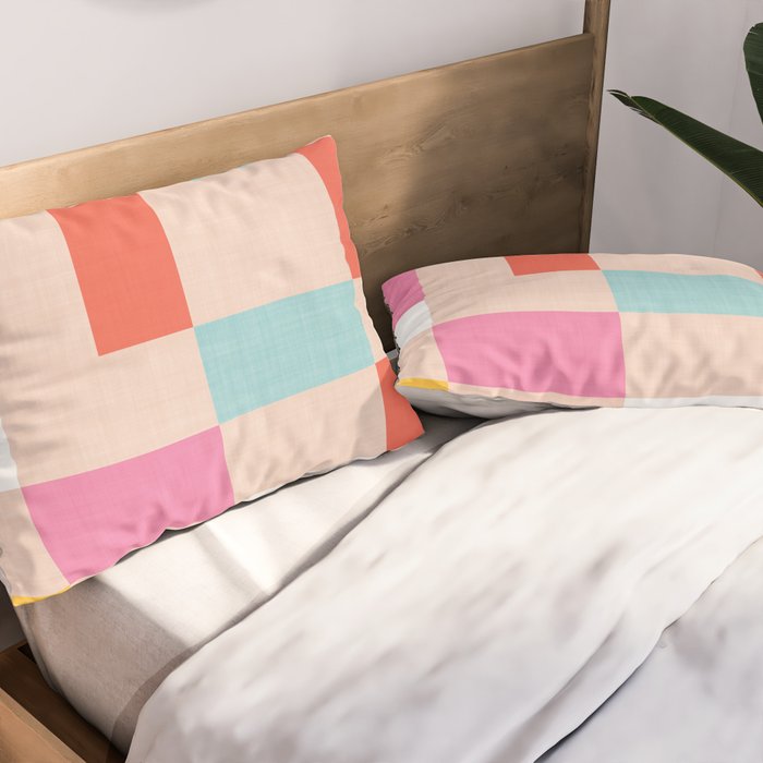 Playful Check Summer Plaid Pattern Pillow Sham Gallery Image 2
