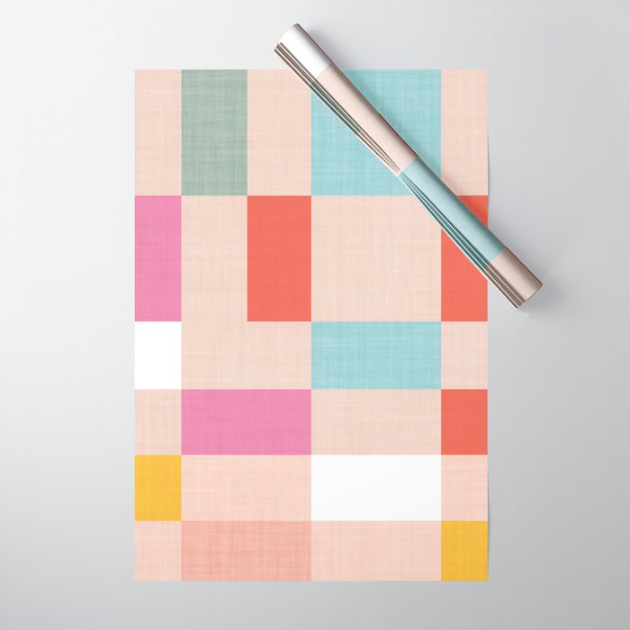 Playful Check Summer Plaid Pattern Wrapping Paper Gallery Image 1