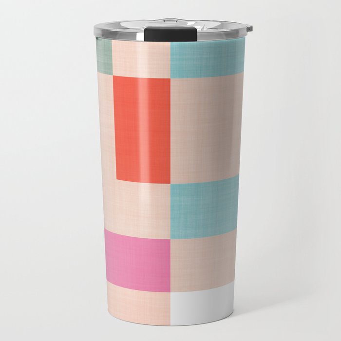 Playful Check Summer Plaid Pattern Travel Mug Gallery Image 1