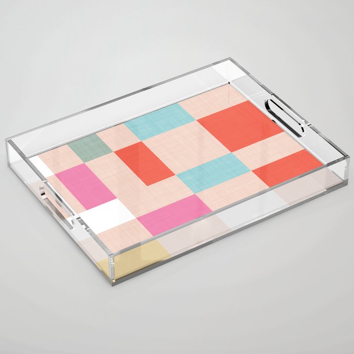 Playful Check Summer Plaid Pattern Acrylic Tray Gallery Image 1