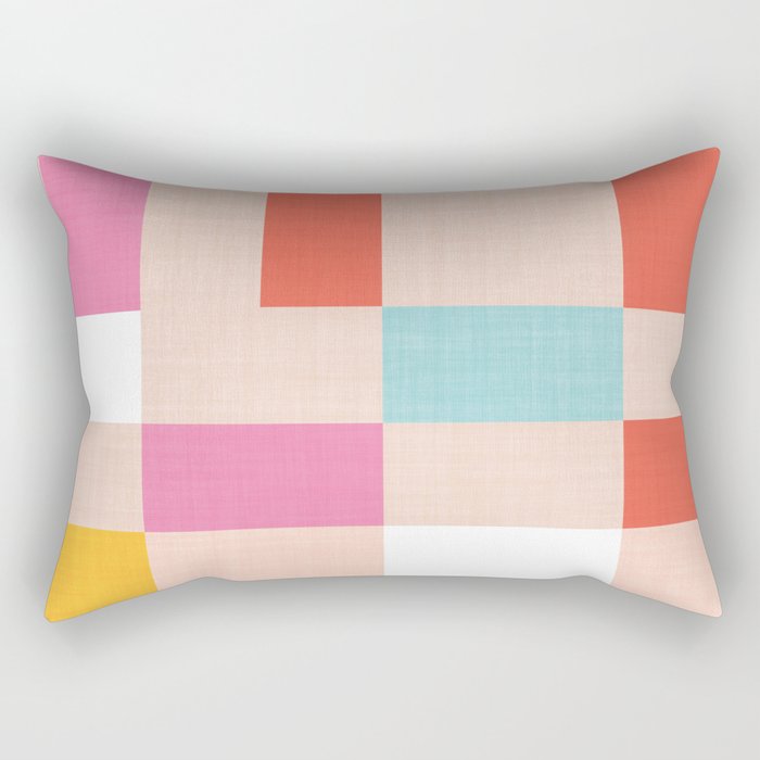 Playful Check Summer Plaid Pattern Rectangular Pillow Gallery Image 1