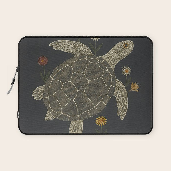 Turtle with Flowers Laptop Sleeve Gallery Image 1