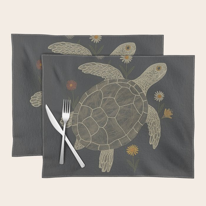 Turtle with Flowers Placemat Gallery Image 1